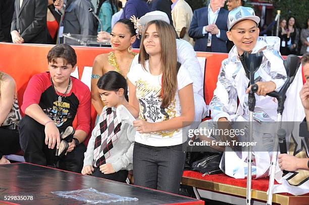 Prince Michael Jackson, Paris Jackson and Prince Michael II Jackson attend the Estate of Michael jackson's hand and foot print ceremony at...