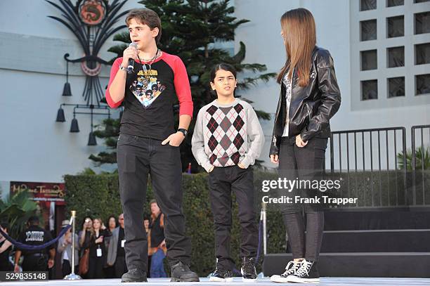 Prince Michael Jackson, Paris Jackson and Prince Michael II Jackson attend the Estate of Michael jackson's hand and foot print ceremony at...