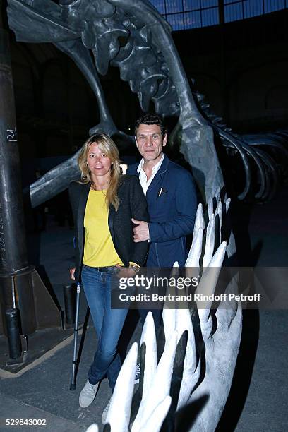 Singer Marc Lavoine and his wife Sarah attend the 'Empires' exhibition of Huang Yong Ping as part of Monumenta 2016 - Opening at Le Grand Palais on...