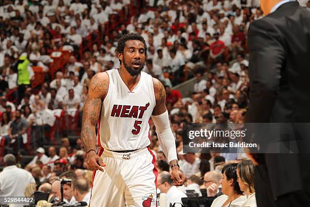 Amar'e Stoudemire of the Miami Heat is seen against the Toronto Raptors in Game Four of the Eastern Conference Semifinals at AmericanAirlines Arena...