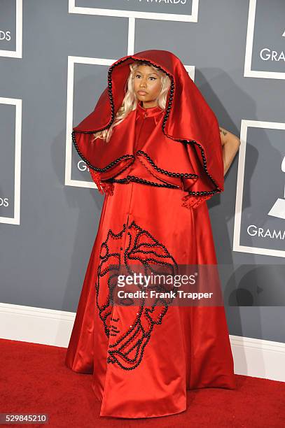 Singer Nicki Minaj arrives at the 54th Annual GRAMMY Awards held at the Staples Center.