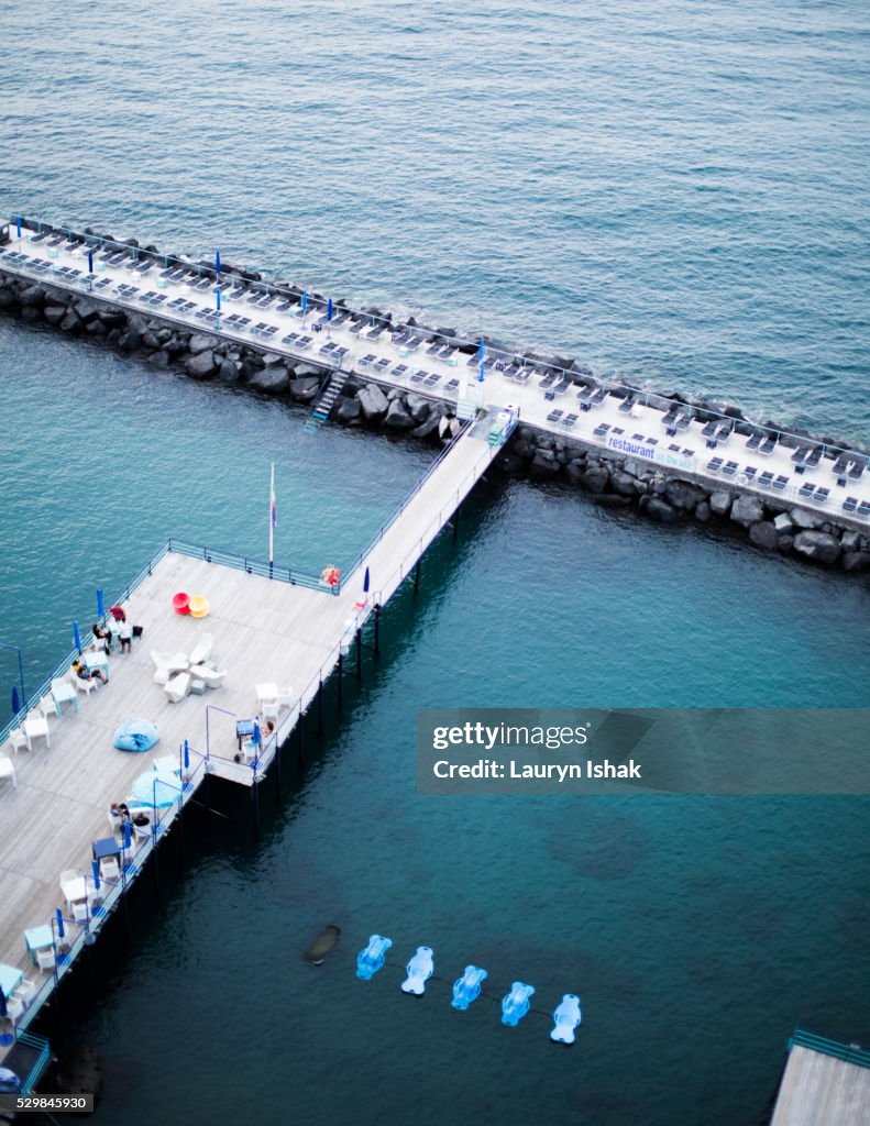 Sundecks on the coast of Sorrento, Italy