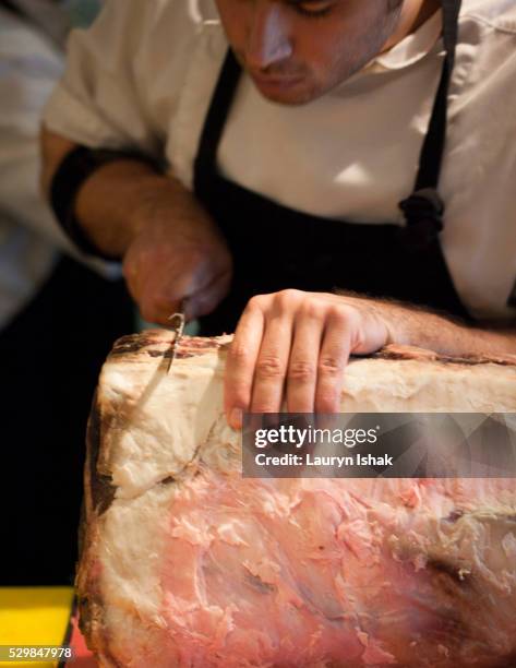 preparing for dinner service at burnt ends, teck lim road, singapore - burnt steak stock pictures, royalty-free photos & images