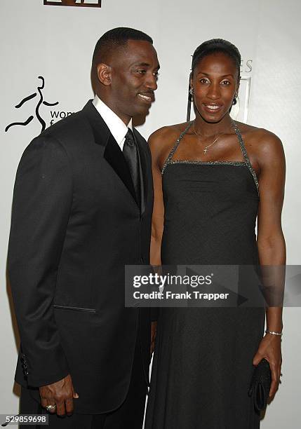 Women's Basketball champion Lisa Leslie and husband Michael Lockwood arrive at The Women's Sports Foundation Billie Awards, held at the Beverly...