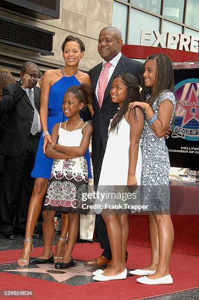 Actor Forest Whitaker with his wife Keisha and daughters at the ceremony honoring him on the Hollywood Walk of Fame.