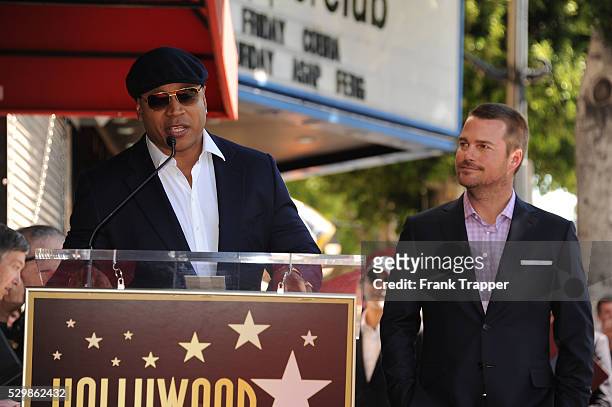Actors Chris O'Donnell and LL Cool J pose at the ceremony that honored Chris O'Donnell with a Star on the Hollywood Walk of Fame.