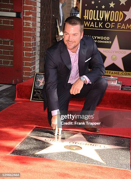 Actor Chris O'Donnell posing at the ceremony that honored him with a Star on the Hollywood Walk of Fame. .