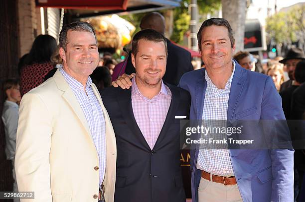Actor Chris O'Donnell and brothers pose at the ceremony that honored him with a Star on the Hollywood Walk of Fame.