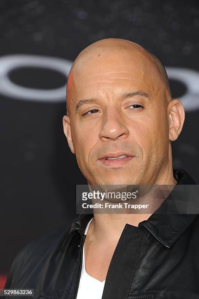 Actor Vin Diesel arrives at the premiere of Fast & Furious 6 held at Universal CityWalk and Gibson Amphitheater, Universal Studios Hollywood.