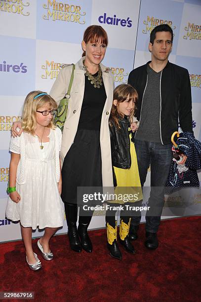 Actress Molly Ringwald and husband Panio Gianopoulos arrive with children at the world premiere of Mirror Mirror held at Grauman's Chinese Theater in...