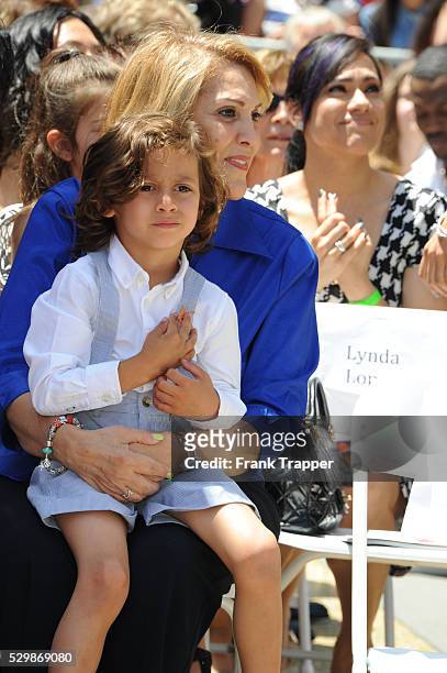 Son Max Anthony and mother Guadalupe Lopez attend the ceremony that honored Jennifer Lopez with a Star on The Hollywood Walk of Fame.