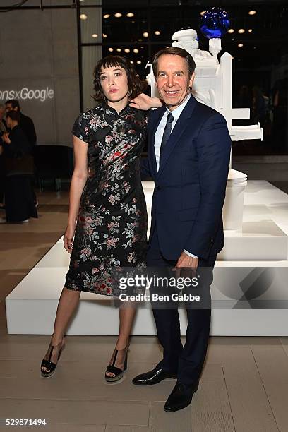 Mia Moretti and artist Jeff Koons attend the Jeff Koons x Google launch on May 09, 2016 in New York, New York.