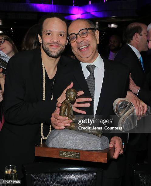 Savion Glover and honoree George C. Wolfe attend the 16th Annual Monte Cristo Award ceremony honoring George C. Wolfe presented by The Eugene O'Neill...