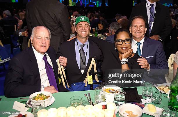 Robin Hood executive director David Saltzman, Oprah Winfrey and Founder of Robin Hood, Paul Tudor Jones attend The Robin Hood Foundation's 2016...