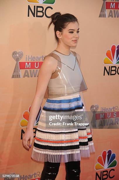 Actress Hailee Steinfeld arrives at the 2015 iHeartRadio Music Awards held at The Shrine Auditorium.