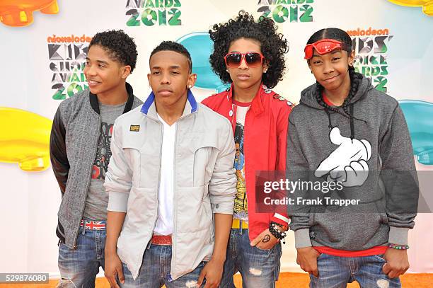 American Boy Band Mindless Behavior Princeton, Prodigy, Roc Royal and Ray Ray arrive at Nickelodeon's 25th Annual Kids' Choice Awards held at the...