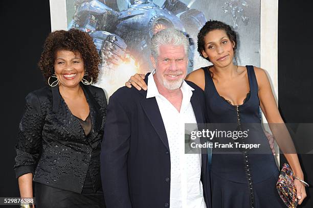 Actor Ron Perlman arrive with wife Opal Stone and daughter Blake Perlman at the premiere of Pacific Rim held at the Dolby Theater in Hollywood.