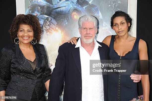 Actor Ron Perlman arrive with wife Opal Stone and daughter Blake Perlman at the premiere of Pacific Rim held at the Dolby Theater in Hollywood.