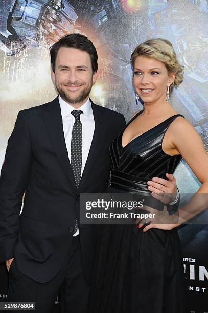 Actor Charlie Day and Mary Elizabeth Ellis arrive at the premiere of Pacific Rim held at the Dolby Theater in Hollywood.