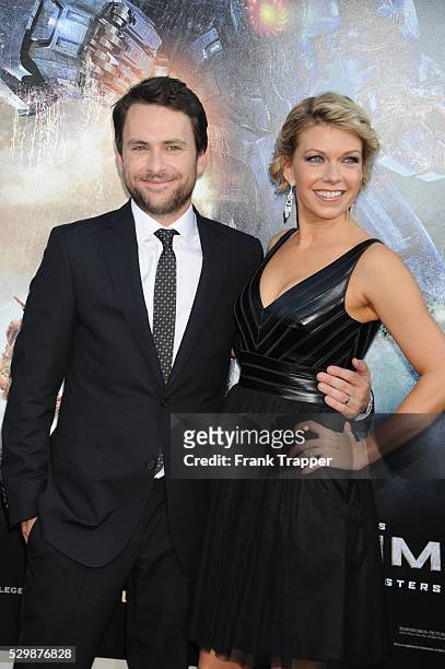 Actor Charlie Day and Mary Elizabeth Ellis arrive at the premiere of Pacific Rim held at the Dolby Theater in Hollywood.