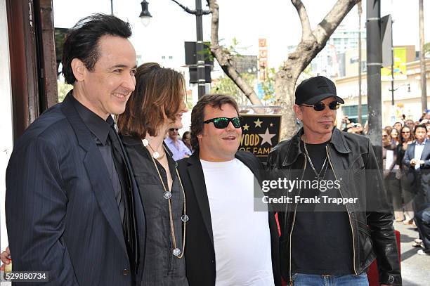 Actors John Cusack, Joan Cusack, Jack Black and Billy Bob Thornton pose at Star ceremony honoring John Cusack on the Hollywood Walk of Fame.