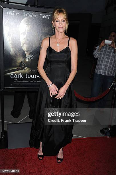 Actress Melanie Griffith arrives at the premiere of Dark Tourist held at the ArchLight Hollywood.