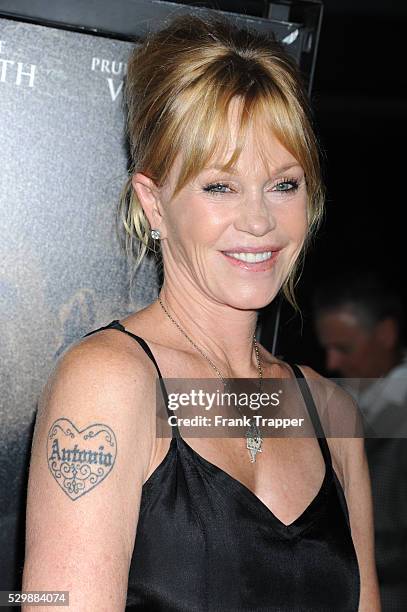 Actress Melanie Griffith arrives at the premiere of Dark Tourist held at the ArchLight Hollywood.