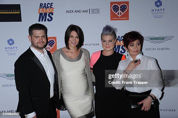 Jack Osbourne, actress Lisa Stelly and tv personalities Kelly Osbourne and Sharon Osbourne arrive at the 22nd annual Race To Erase MS gala held at...