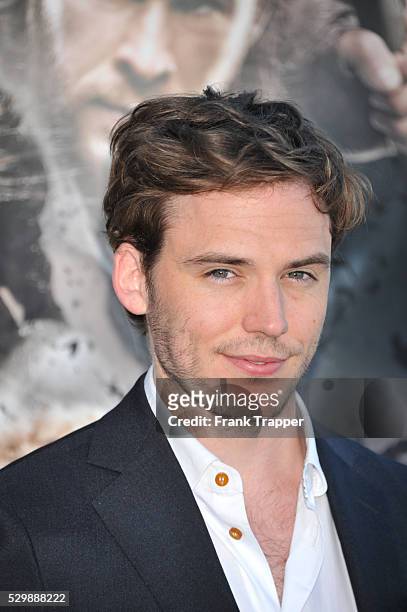 Actor Sam Claflin arrives at the special screening of Snow White and The Huntsman held at Mann Village Theater in Westwood.