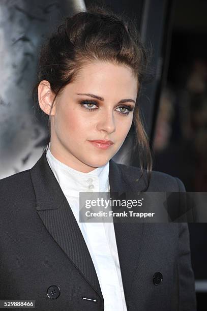Actress Kristen Stewart arrives at the special screening of Snow White and The Huntsman held at Mann Village Theater in Westwood.