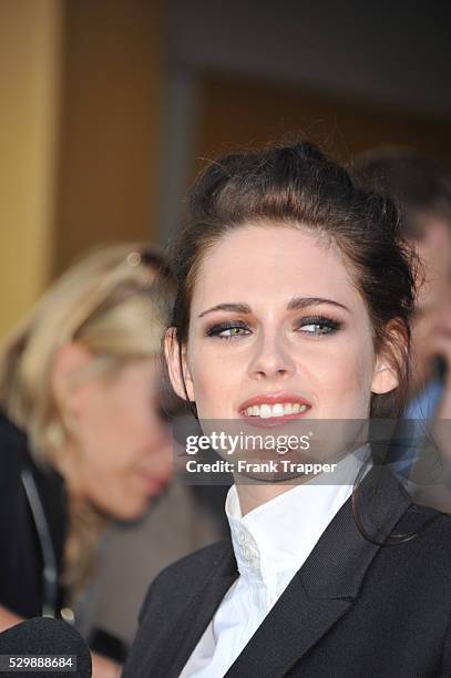 Actress Kristen Stewart arrives at the special screening of Snow White and The Huntsman held at Mann Village Theater in Westwood.