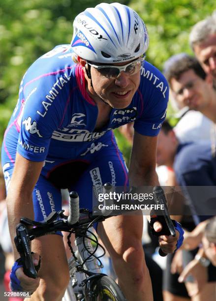 Italian Damiano Cunego rides during the 18th stage of the 88th Giro, the cycling Tour of Italy, a team time-trial between Chieri and Torino over...