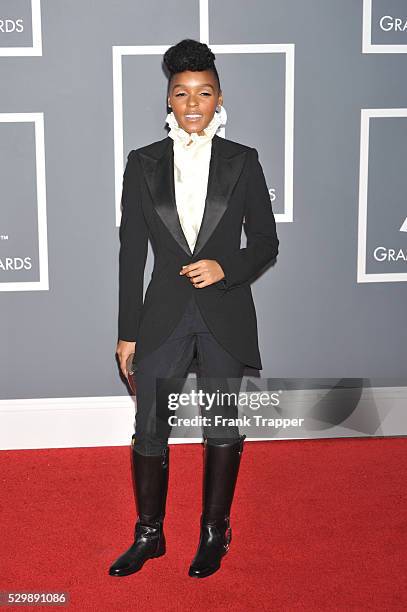 Singer Janelle Mon��e arrives at the 51st GRAMMY�� Awards held at the Staples Center in Los Angeles.