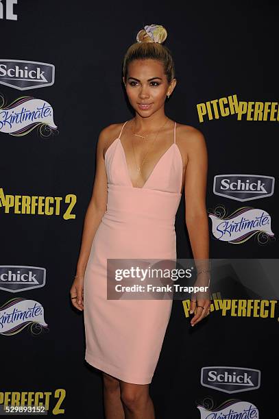 Actress Hayley Kiyoko arrives at the world premiere of "Pitch Perfect 2" held at the Nokia Theater L.A. Live.