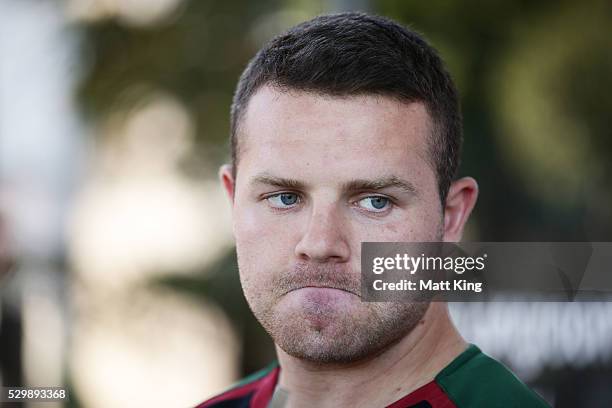 Nathan Brown speaks to the media during a South Sydney Rabbitohs media session at Redfern Oval on May 10, 2016 in Sydney, Australia.