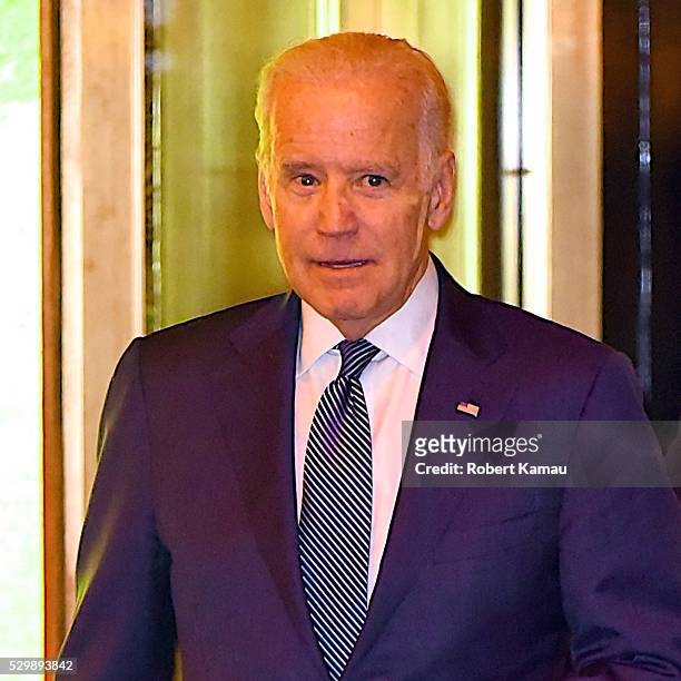 Joe Biden and his wife Jill Biden seen leaving the Ralph Lauren's Polo Bar on May 9, 2016 in New York City.