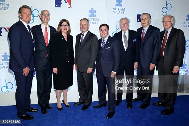 JetBlue board member Dave Checketts, commissioner of NBA Adam Silver, president and CEO of Autism Speaks Angela Geiger, commissioner of MLB Rob...