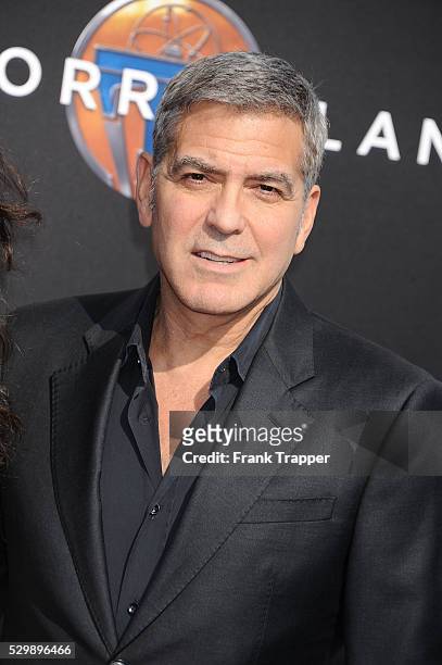 Actror George Clooney arrives at the world premiere of "Tomorrowland" held at the AMC Downtown Disney 12 theaters.
