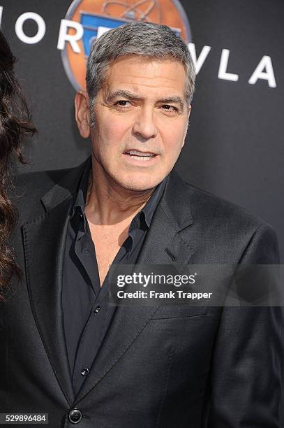 Actror George Clooney arrives at the world premiere of "Tomorrowland" held at the AMC Downtown Disney 12 theaters.