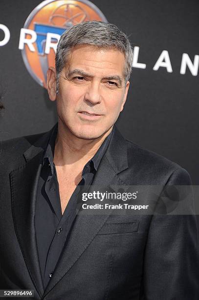 Actror George Clooney arrives at the world premiere of "Tomorrowland" held at the AMC Downtown Disney 12 theaters.