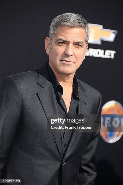 Actror George Clooney arrives at the world premiere of "Tomorrowland" held at the AMC Downtown Disney 12 theaters.