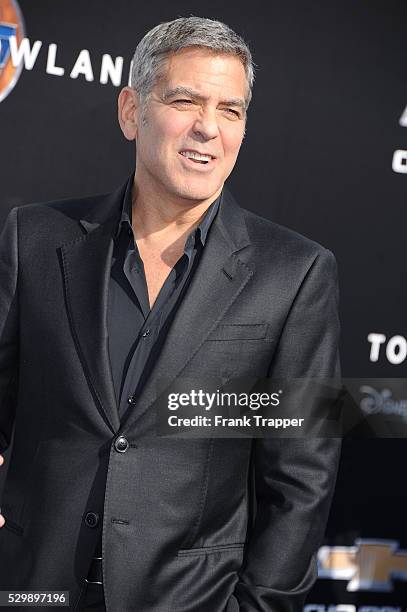 Actror George Clooney arrives at the world premiere of "Tomorrowland" held at the AMC Downtown Disney 12 theaters.