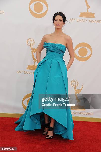 Actress Jessica Pare arrives at the 65th Annual Primetime Emmy Awards held at the Nokia Theatre L.A.