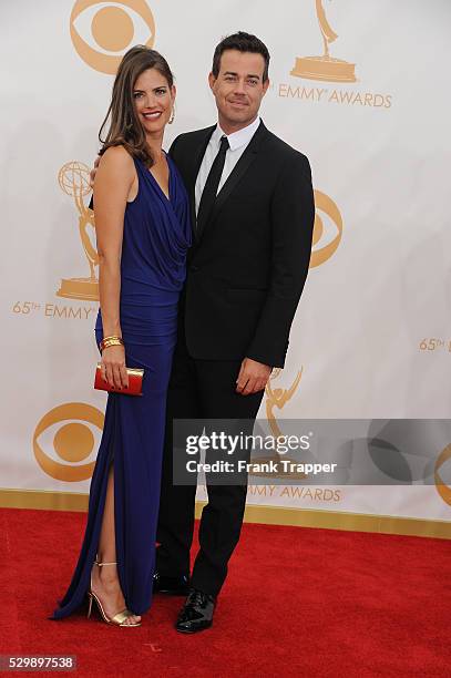 Personality Carson Daly and guest arrive at the 65th Annual Primetime Emmy Awards held at the Nokia Theatre L.A.