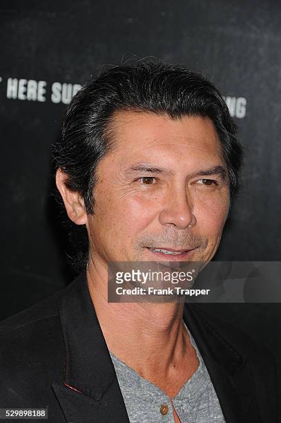 Actor Lou Diamond Phillips arrives at the premiere of Captain Phillips held at the Academy of Motion Picture Arts and Sciences in Beverly HIlls.