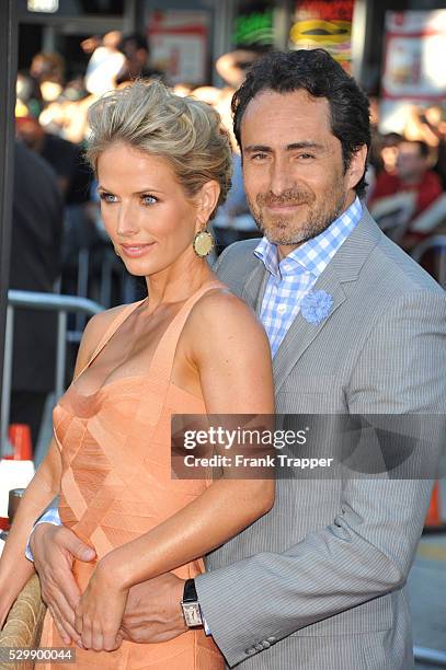 Lisset Gutierrez and actor Demian Bichir arrive at the premiere of Savages held at Mann Village Theater in Westwood.