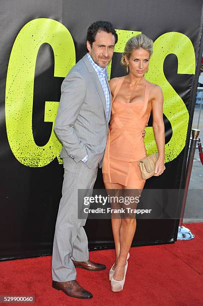 Lisset Gutierrez and actor Demian Bichir arrive at the premiere of Savages held at Mann Village Theater in Westwood.