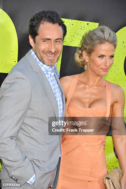 Lisset Gutierrez and actor Demian Bichir arrive at the premiere of Savages held at Mann Village Theater in Westwood.