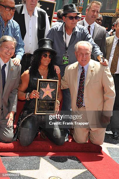 Musician Slash and guests attend the ceremony that honored him with a Star on the Hollywood Walk of Fame in front of the Hard Rock Cafe in Hollywood.