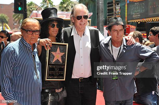 Musician Slash and guests attend the ceremony that honored him with a Star on the Hollywood Walk of Fame in front of the Hard Rock Cafe in Hollywood.